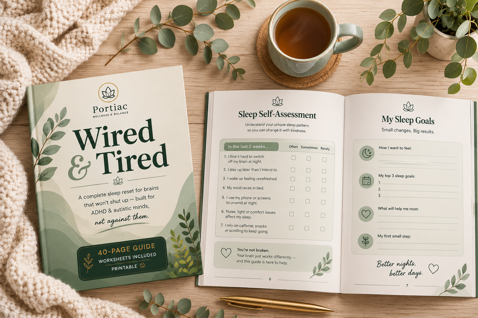 Wired &amp; Tired: A Sleep Reset for Brains That Won't Shut Up (40-Page Digital Guide)